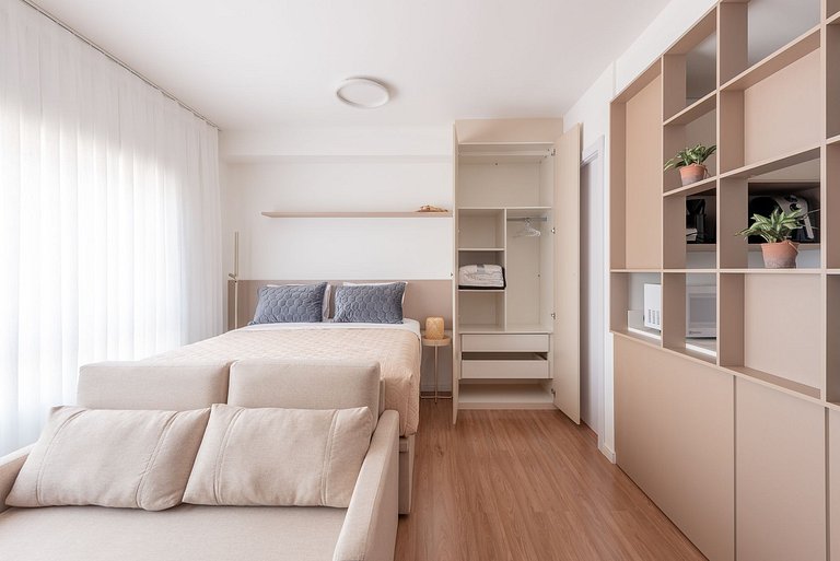 Studio com piscina e academia e vaga em Moinhos
