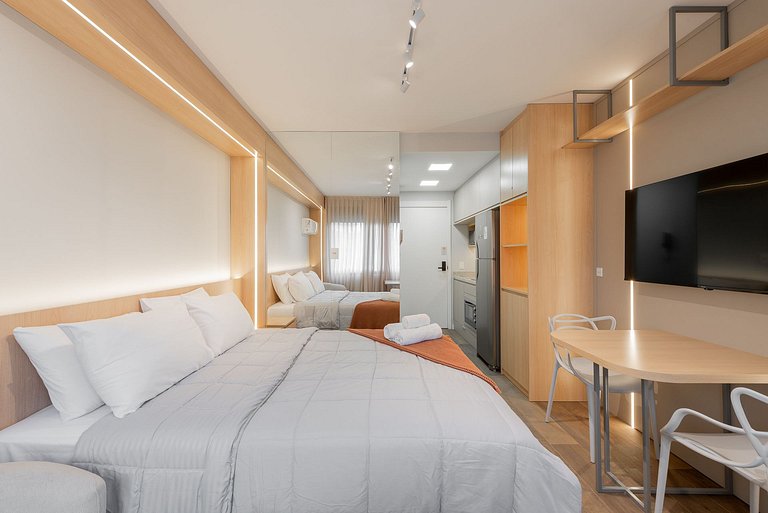 Studio Nude com área de lazer completa