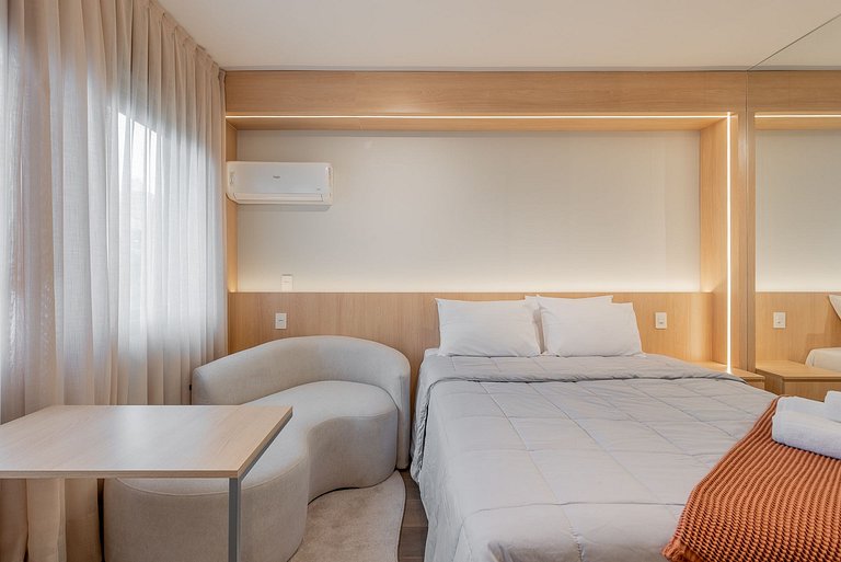 Studio Nude com área de lazer completa