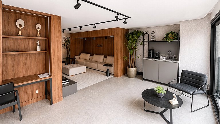 Studio para 4 com garagem em frente ao Parcão